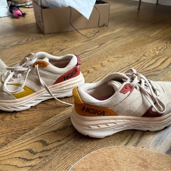 Hoka Bondi L Suede Sneakers in Beige and Brown - Picture 4 of 8